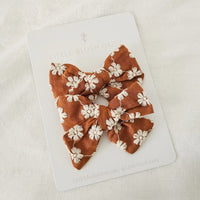 Embroidered Daisy Bow Clips Little Blush Daisy