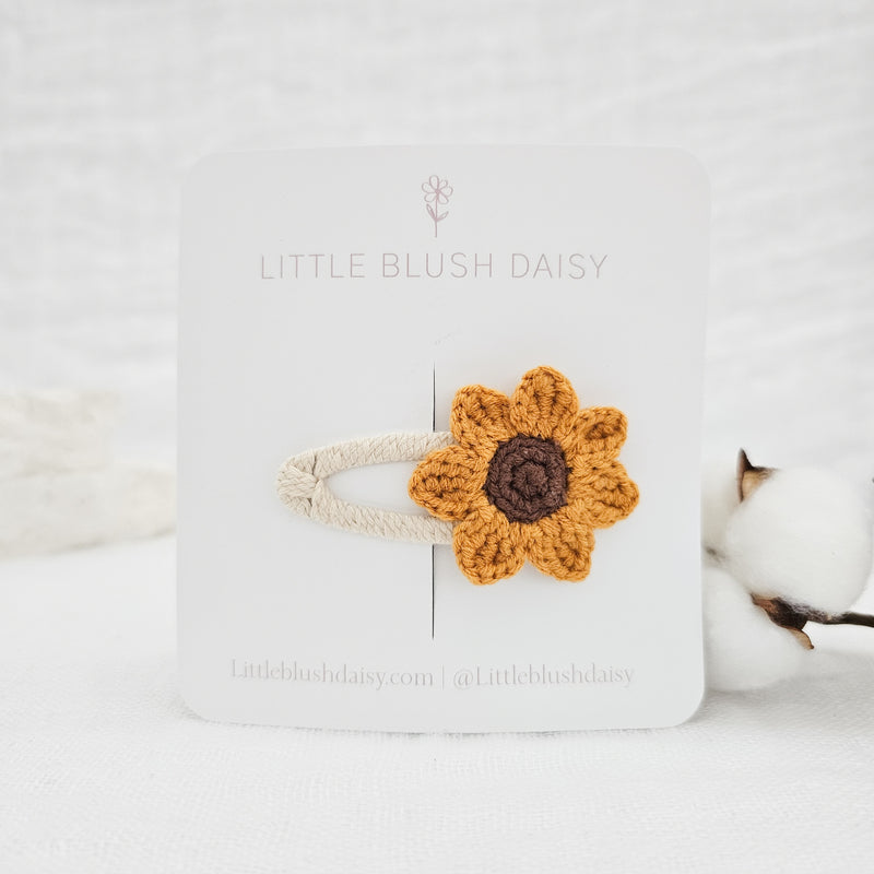 Sunflower crochet hair clip