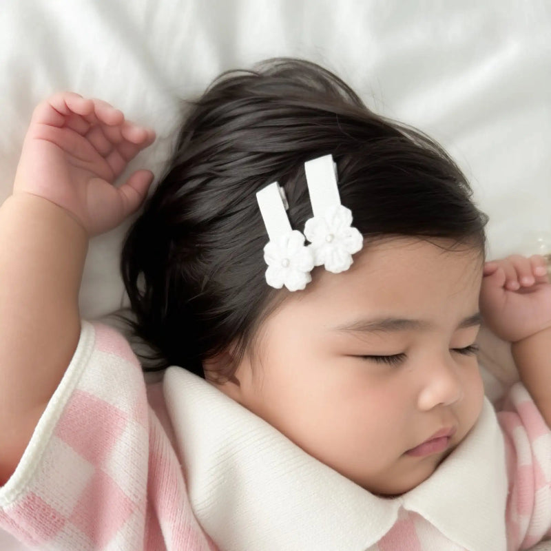 Fully Lined Clip Crochet pearl blossom hair clip