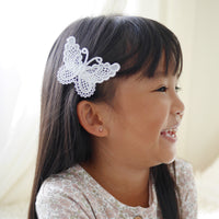 Fully Lined Hair Clip  | Lace Butterfly