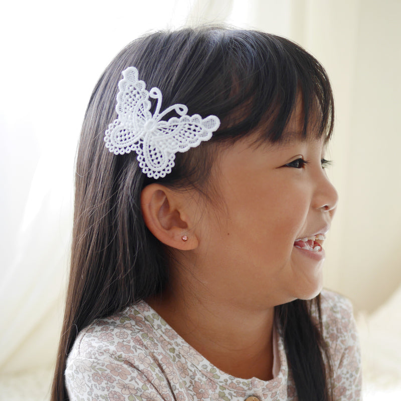 Fully Lined Hair Clip  | Lace Butterfly