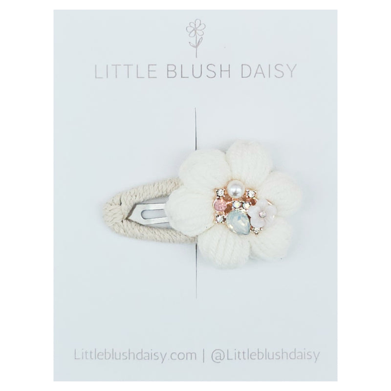 Crochet Hair Clip | Beaded Puff Daisy