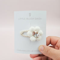 Crochet Hair Clip | Beaded Puff Daisy