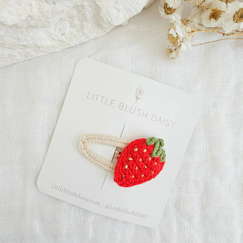 Crochet Strawberry Creme Hair Clip | Little Blush Daisy