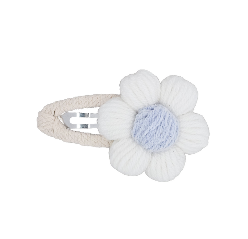 Crochet Hair Clip Puff Daisy cornflower